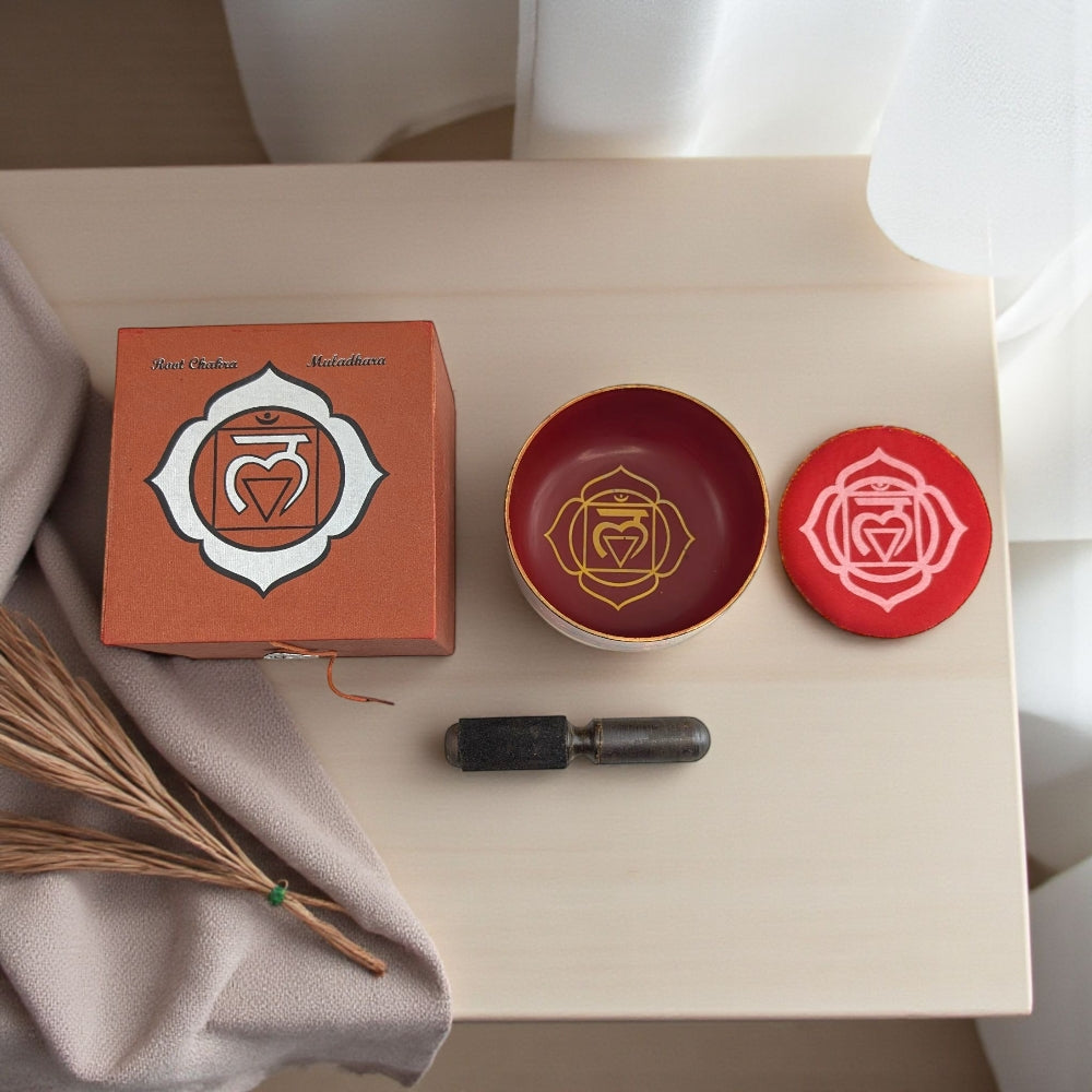 Red Root Chakra meditation bowl available at zen collection crystal shop near me