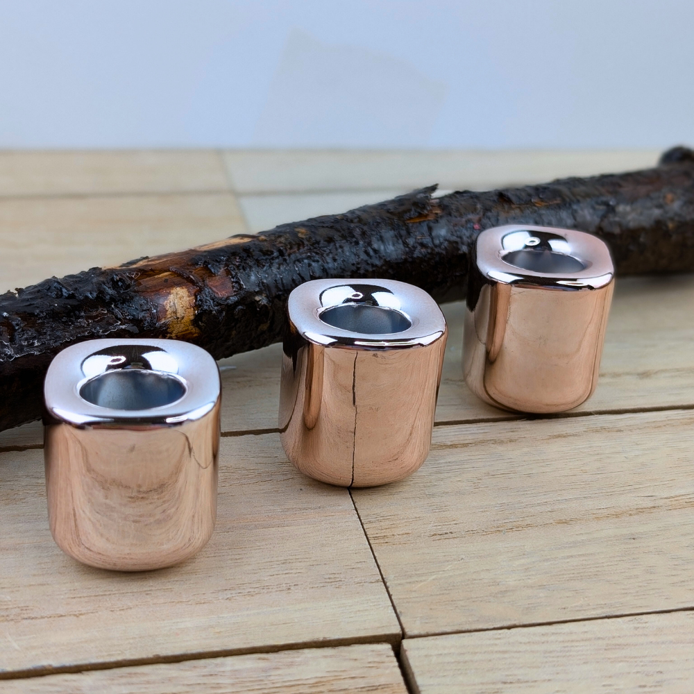 Rose gold ritual candle holder for altars and sacred spaces