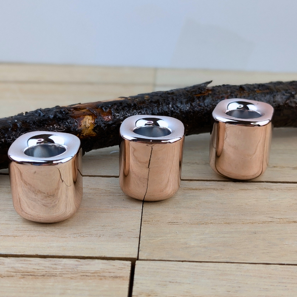 Stylish candle holder for mini spell candles in rose gold