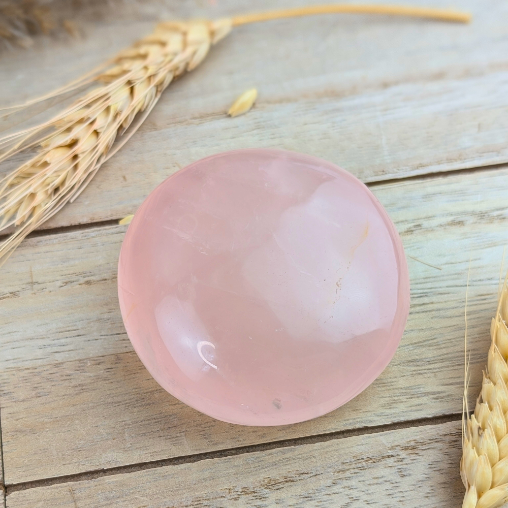 Soft pink rose quartz Circle of Love for spiritual growth.