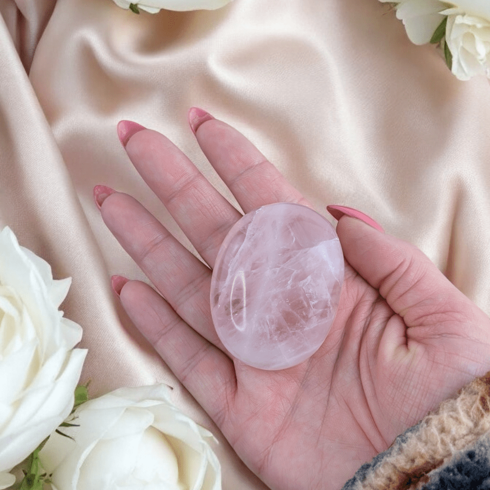 Eternal Love Rose Quartz Palm Stone for healing