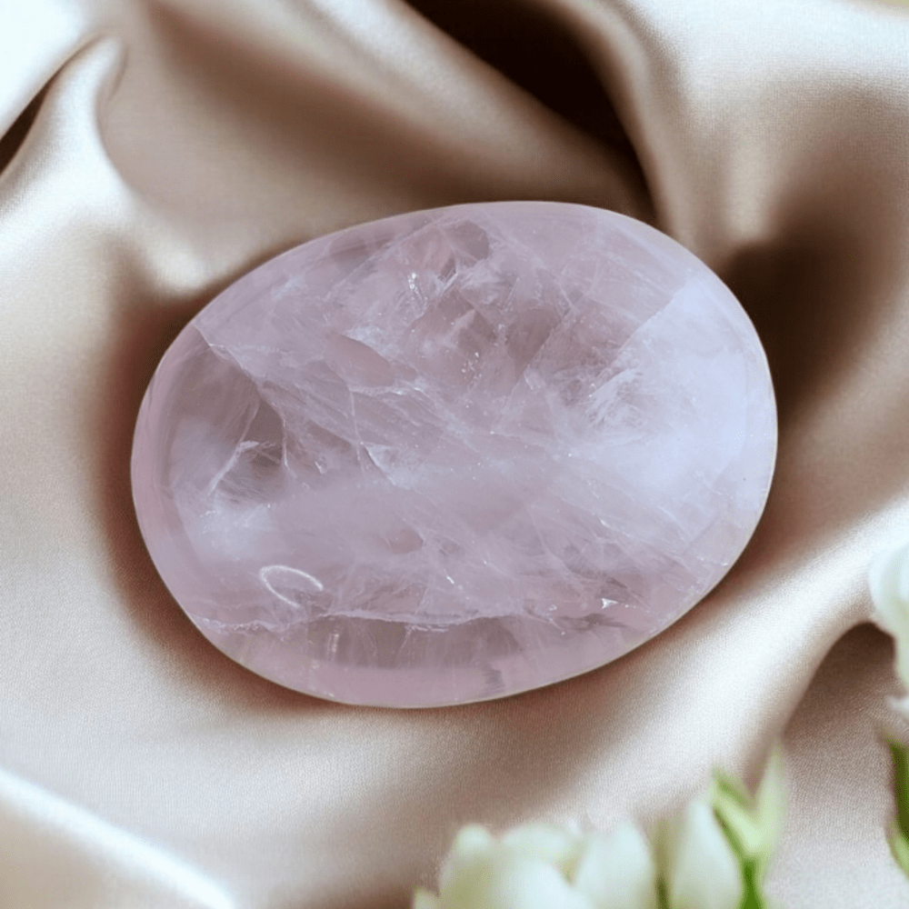 Soft pink Rose Quartz crystal for heart chakra balance