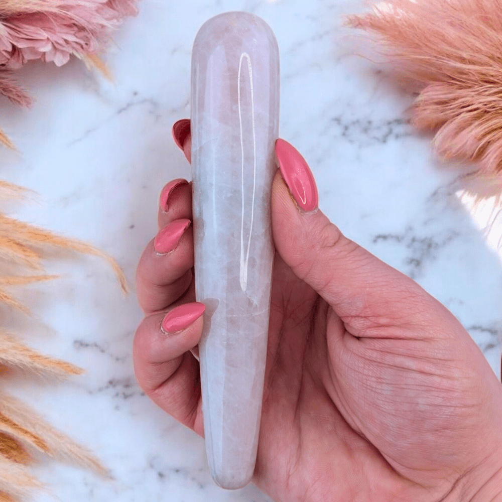 Smooth Rose Quartz massage wand