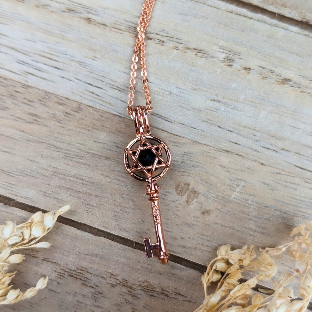 Rose Gold Diffuser Pendant 17" chain and lava stone