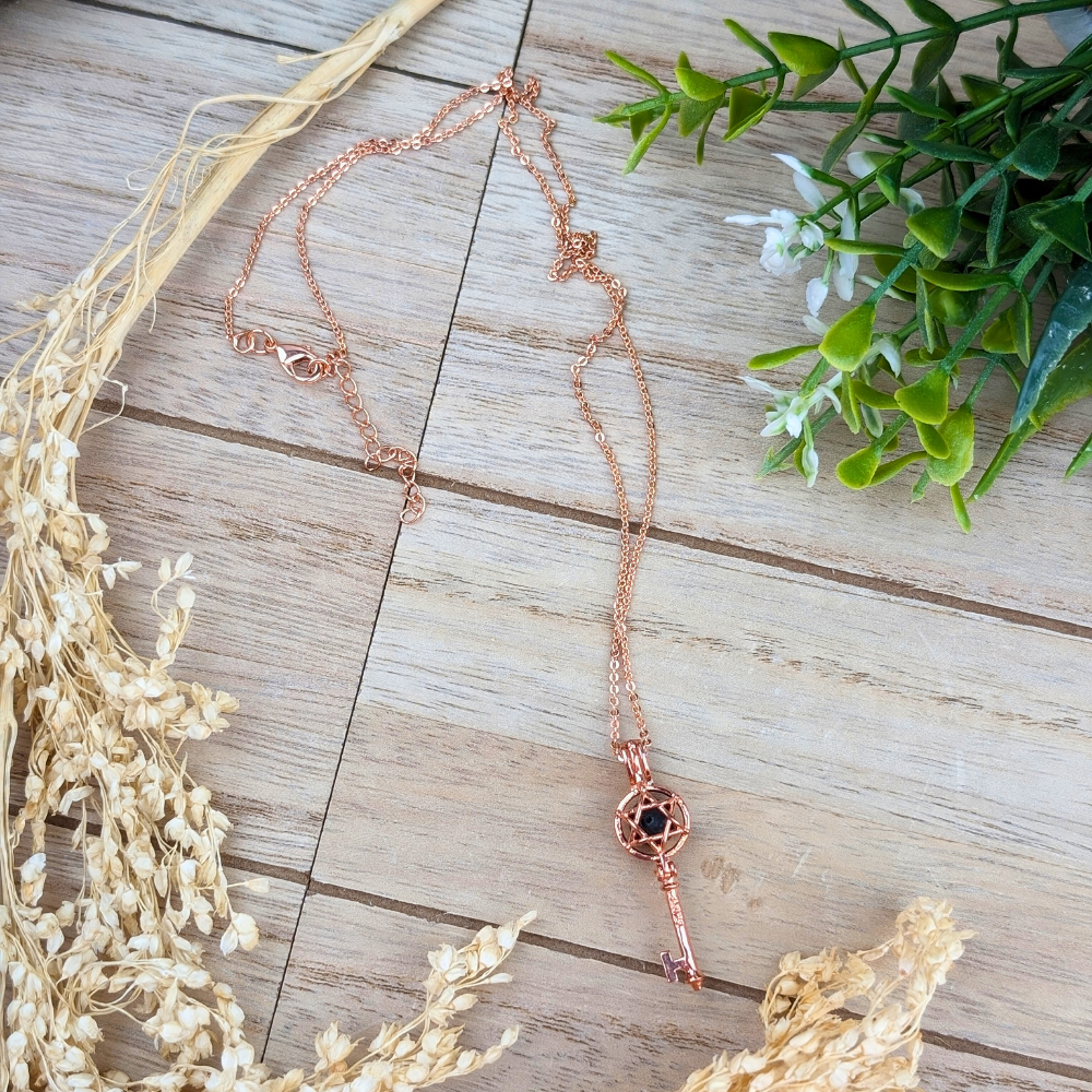 Elegant rose gold essential oil diffuser necklace for everyday wear