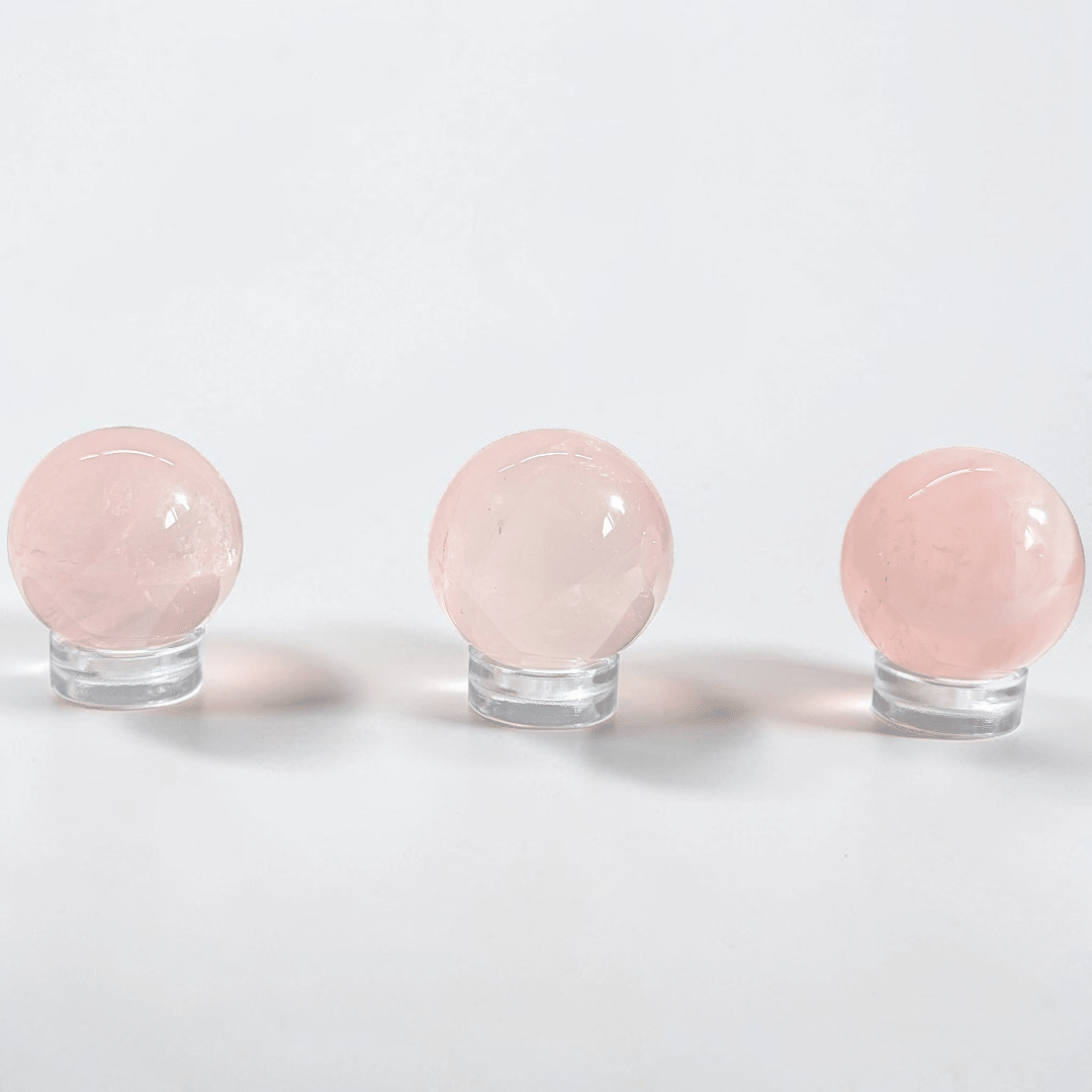 crystals heart chakra rose quartz sphere available at Zen Collection Crystal Store in Barrie 