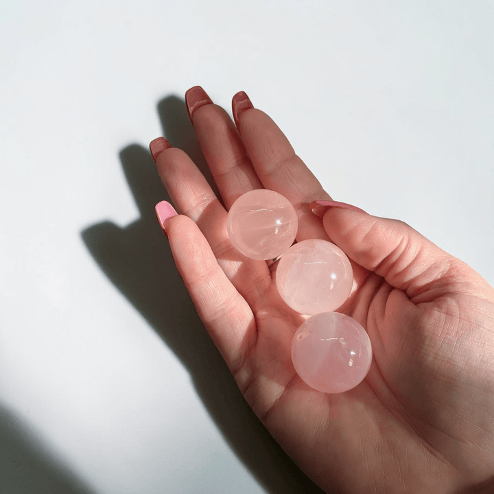 crystals heart chakra rose quartz sphere available at Zen Collection Crystal Store in Barrie 
