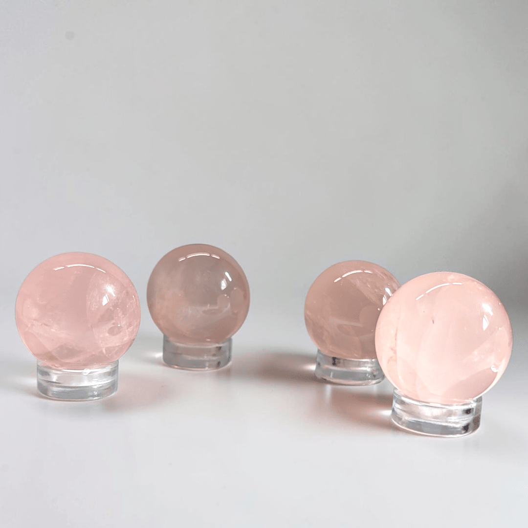 crystals heart chakra rose quartz sphere available at Zen Collection Crystal Store in Barrie 
