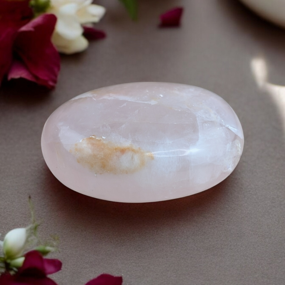 Smooth Rose Quartz Crystal with gentle inclusions