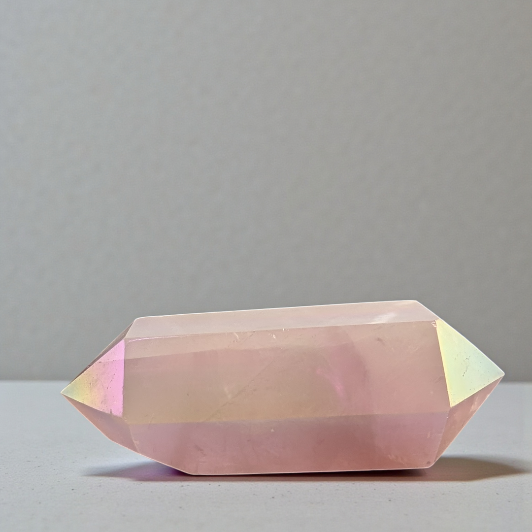 Heart chakra crystals like Rose Quartz crystal point available at zen collection crystal stores in Barrie