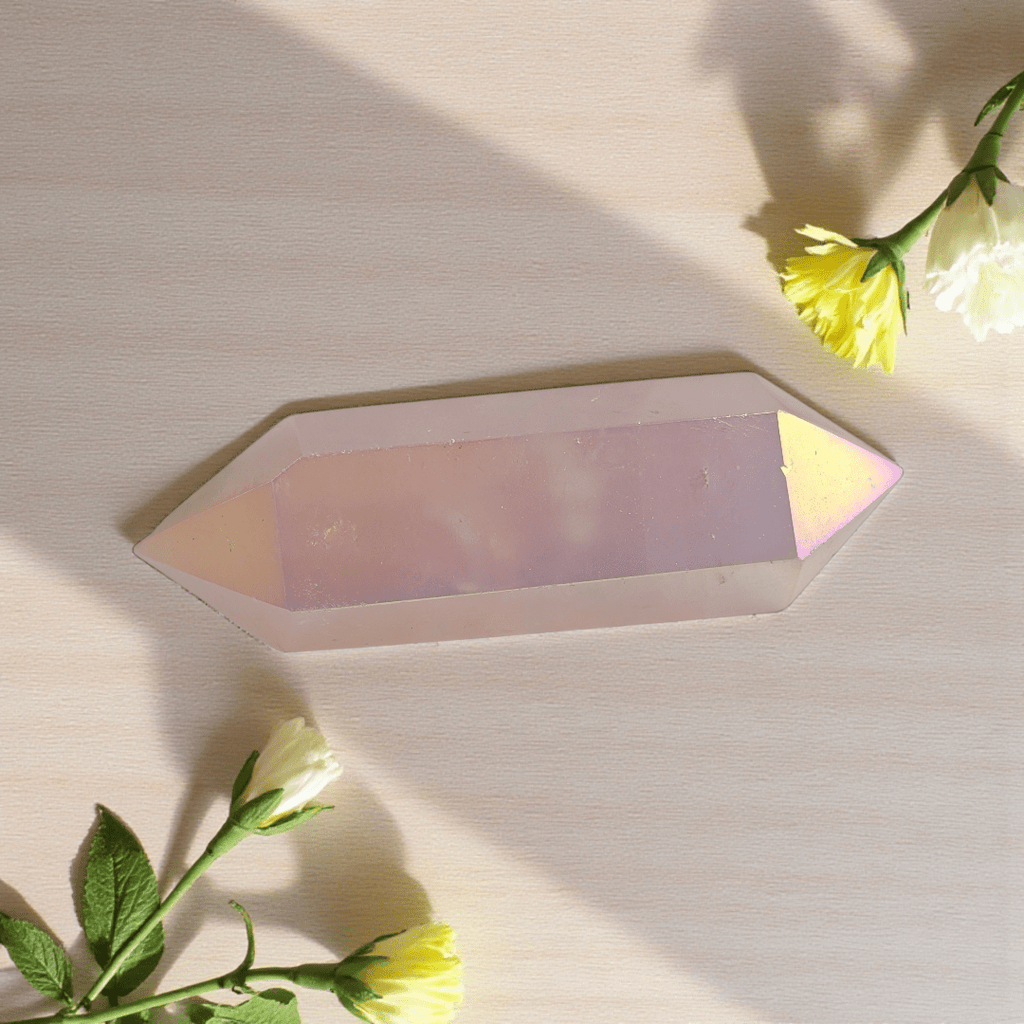 Heart chakra crystals like Rose Quartz crystal point available at zen collection crystal stores in Barrie