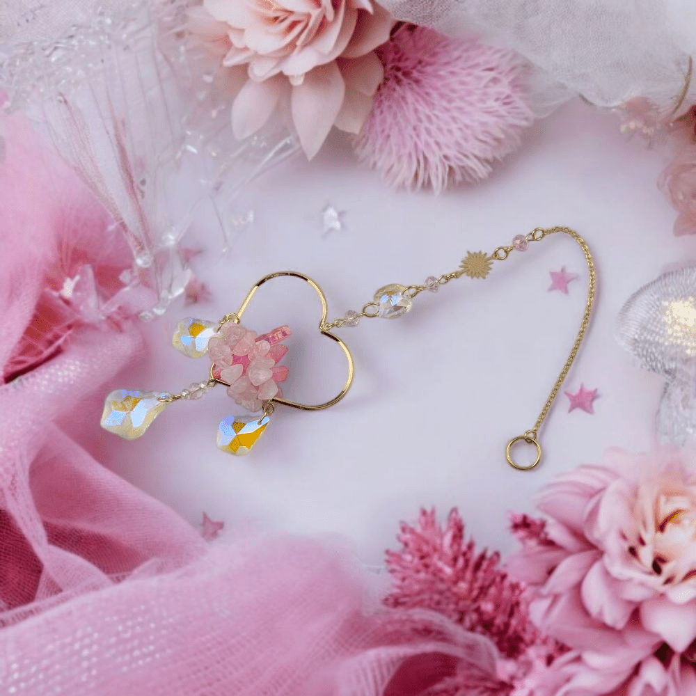 Healing rose quartz prism light catcher
