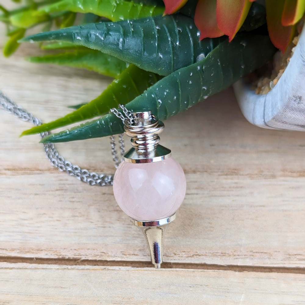 Rose Quartz Pendulum Necklace for deeper insights on relationships 