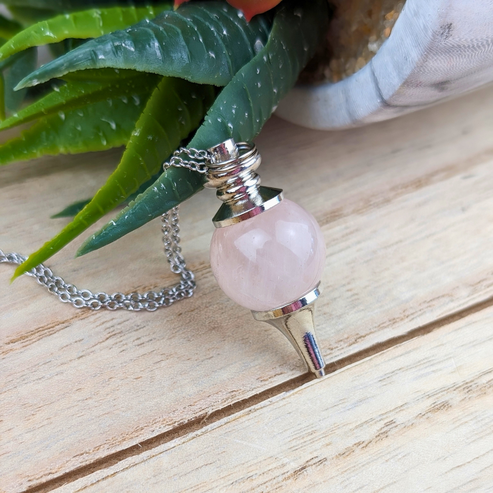 Rose Quartz Pendulum Necklace for deeper insights on relationships 