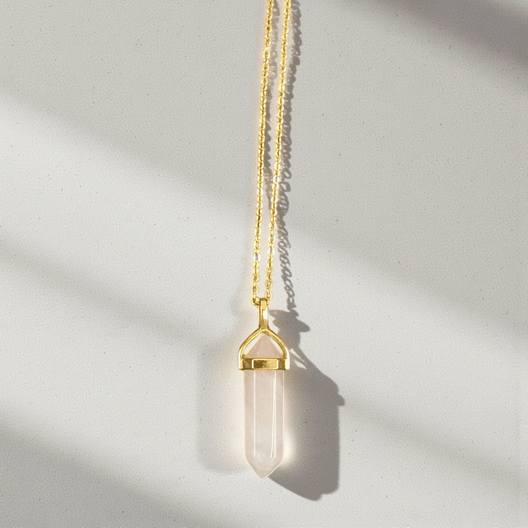 Double terminated rose quartz point necklace available at Zen Collection Canadian metaphysical store near me
