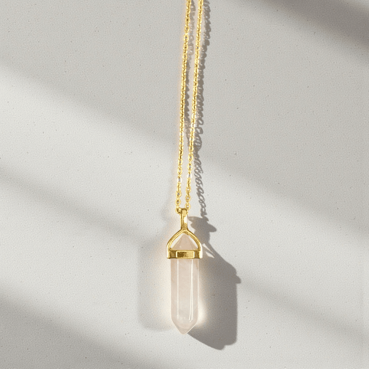 Double terminated rose quartz point necklace available at Zen Collection Canadian metaphysical store near me
