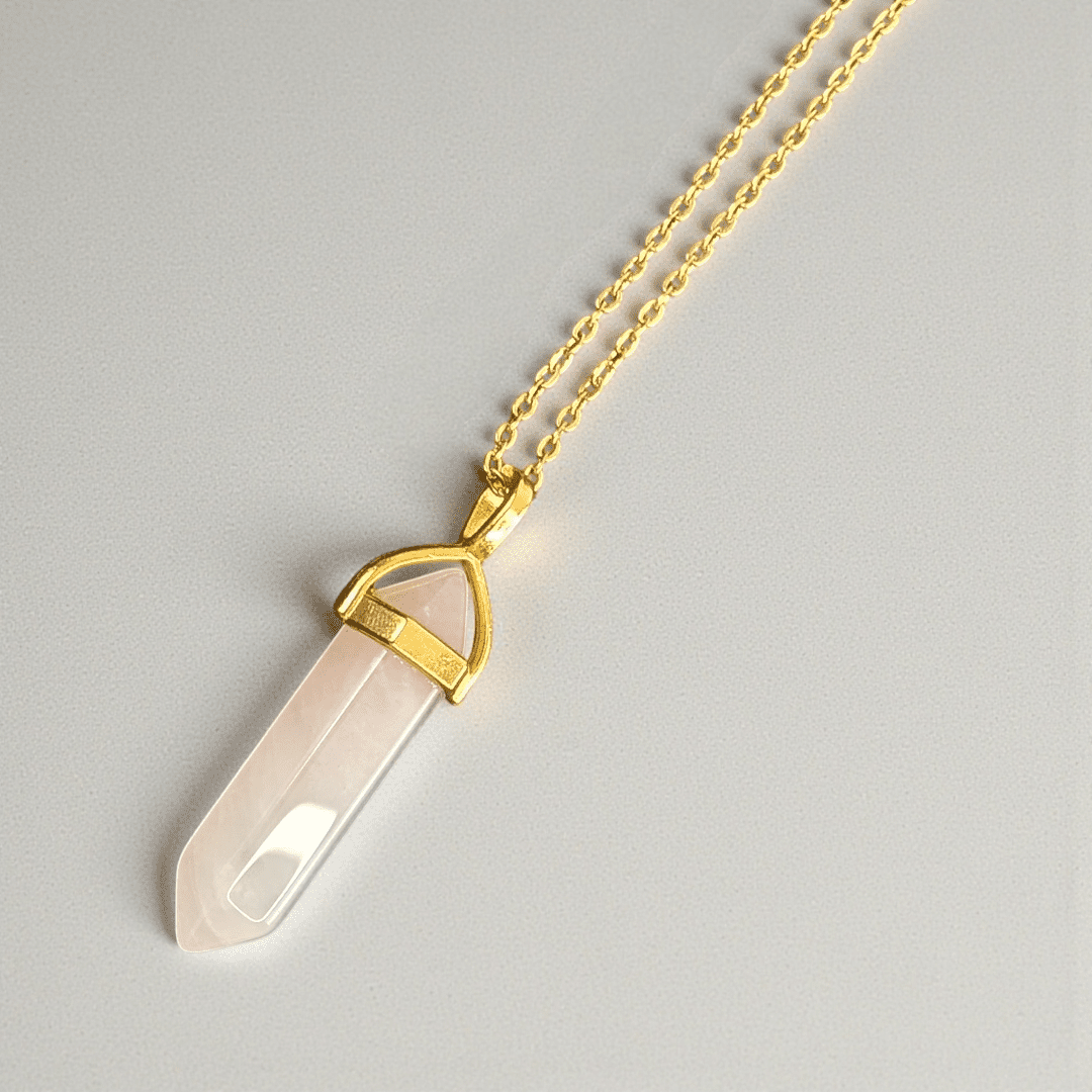 Double terminated rose quartz point necklace available at Zen Collection Canadian metaphysical store near me