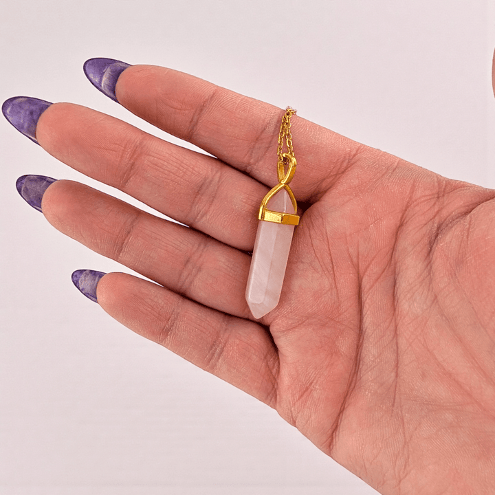 Double terminated rose quartz point necklace available at Zen Collection Canadian metaphysical store near me