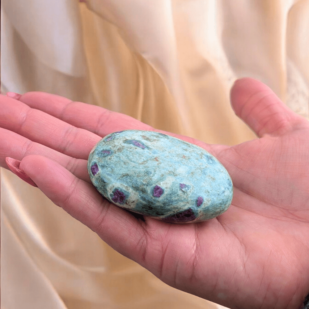 Contrasting colors of Ruby and Fuchsite crystal