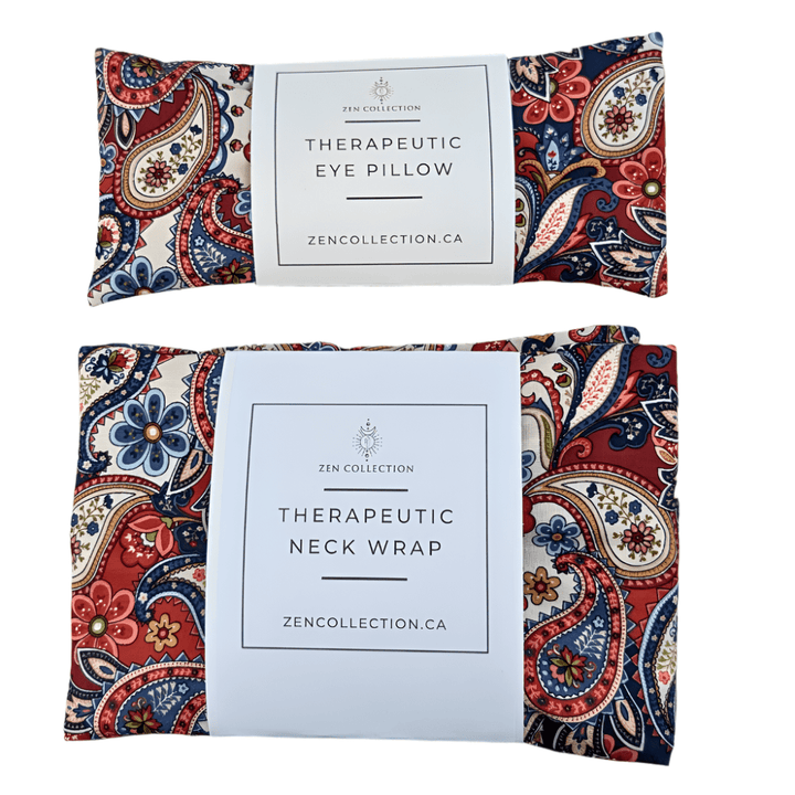 Handmade neck wrap and eye pillow with vintage paisley print