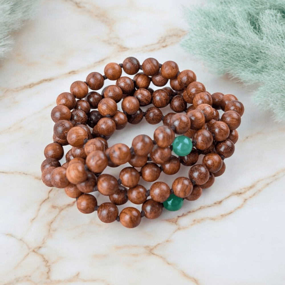 Natural wood mala beads for mindfulness