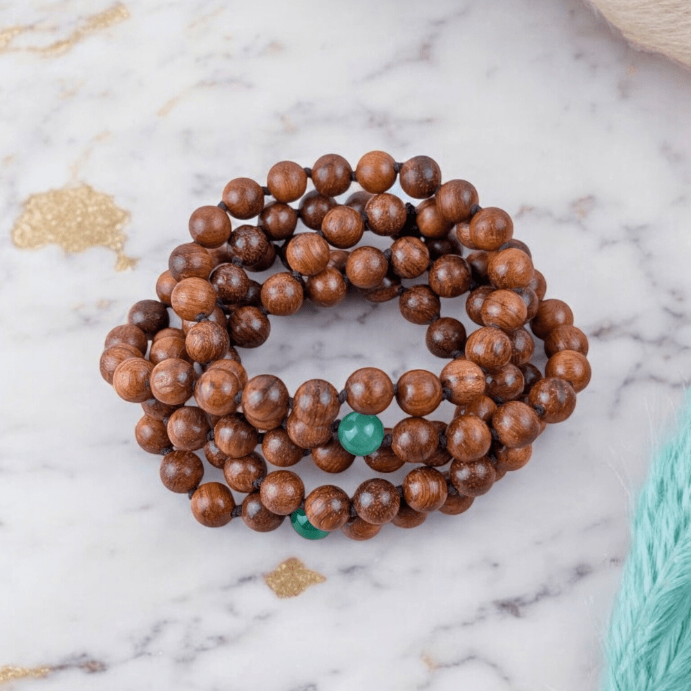 Handmade meditation mala with Aventurine accents