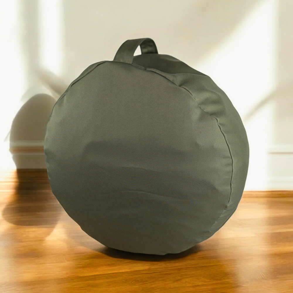 Sage Green Meditation Cushion with carry handle.