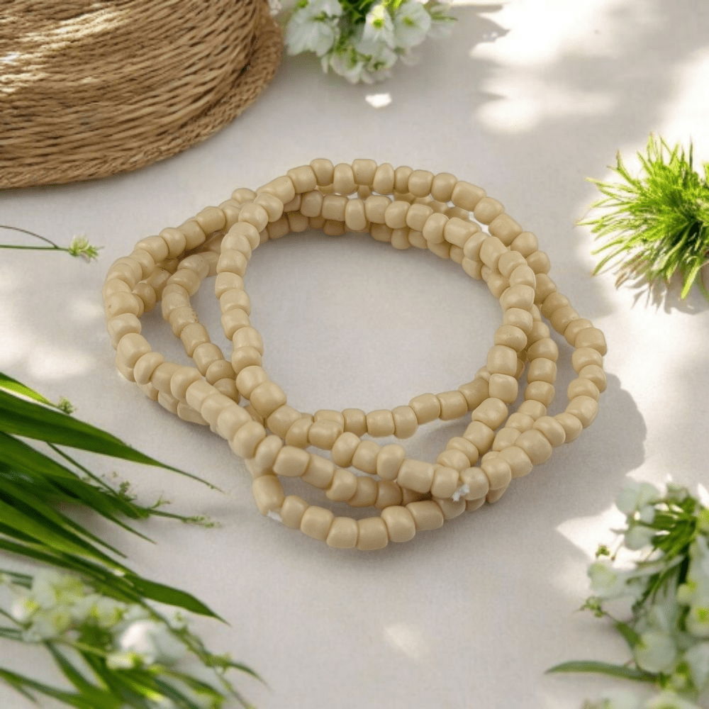 beige seed bead choker and bracelet set