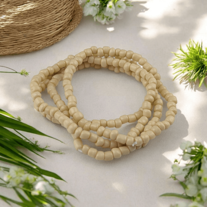 beige seed bead choker and bracelet set