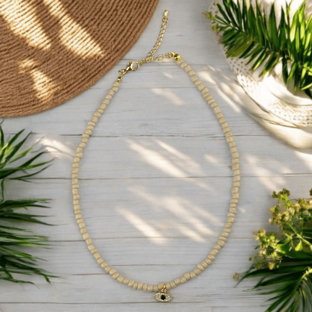 Boho seed bead jewelry with charm
