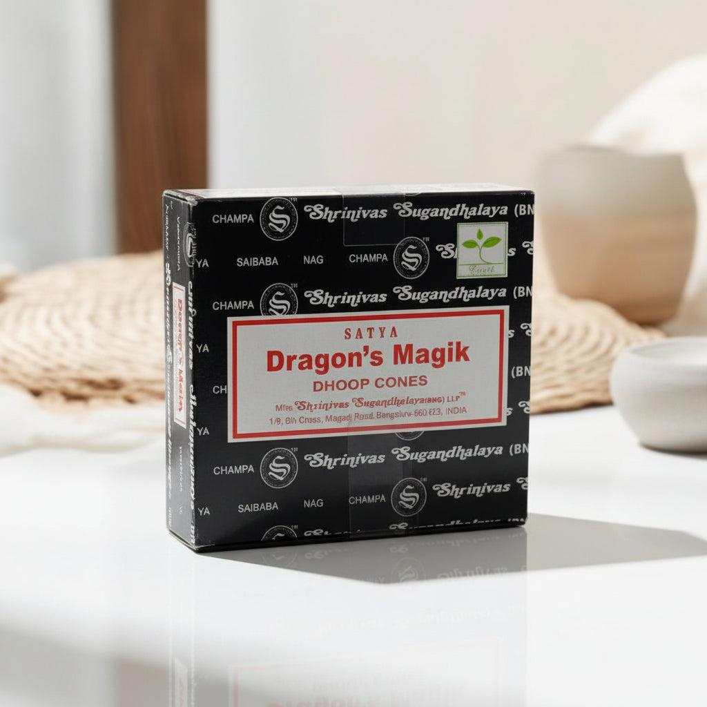 Satya Dragon’s Magik Incense Cones – 12 Cones + Holder for Energy & Transformation
