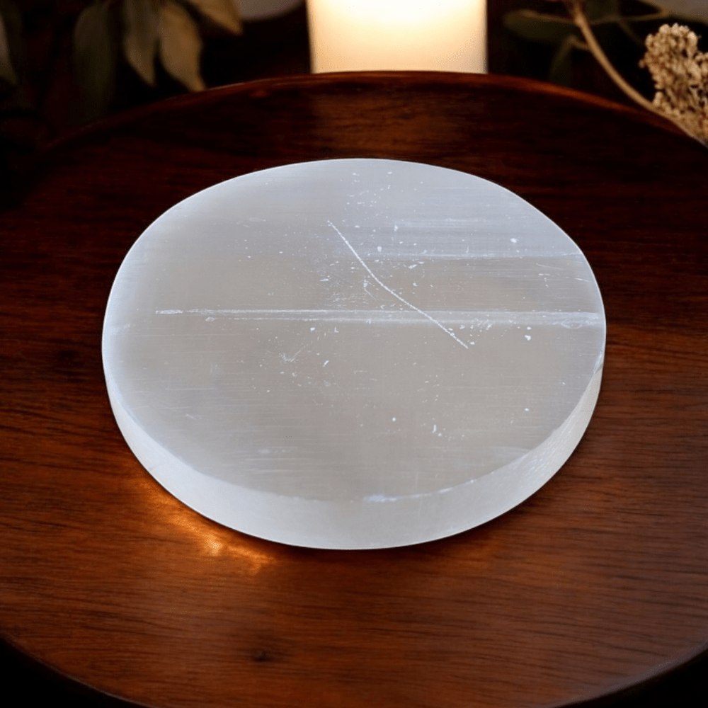 Satin spar Selenite plate for crystal purification