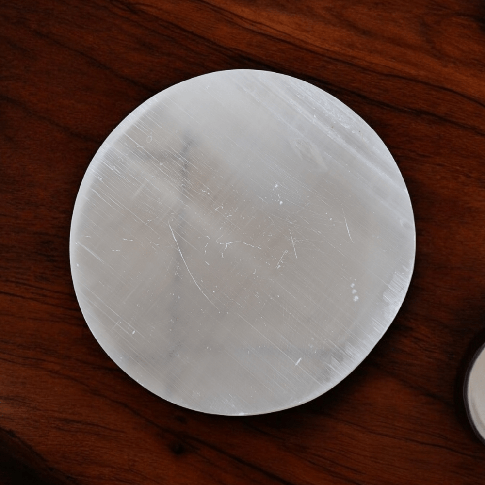 Natural Selenite plate with minor scratches and inclusions