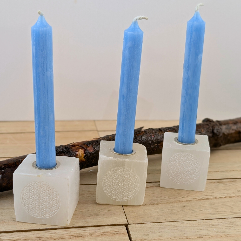 1.25-inch selenite candle holder for chime candles