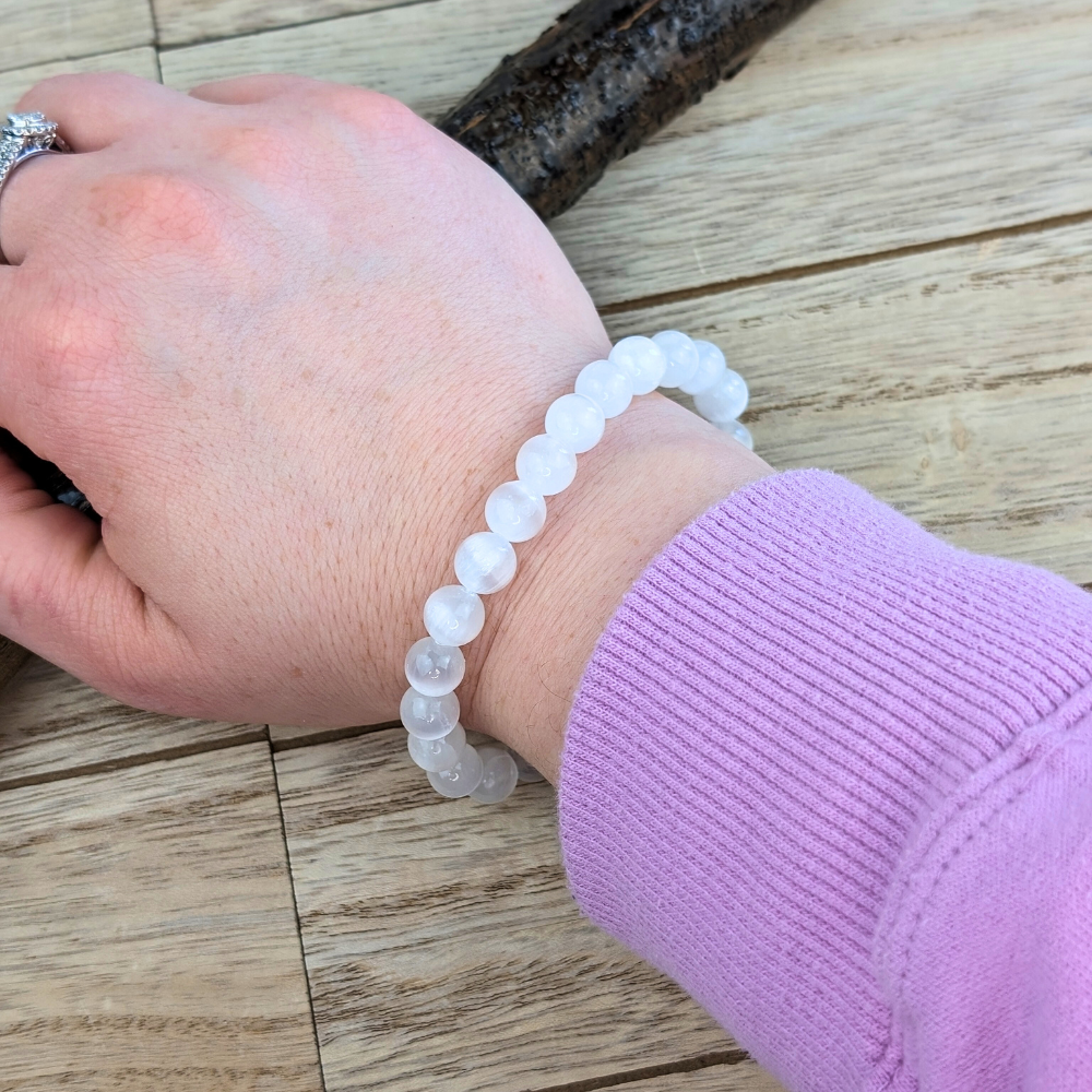 High-vibrational Selenite bracelet for emotional balance