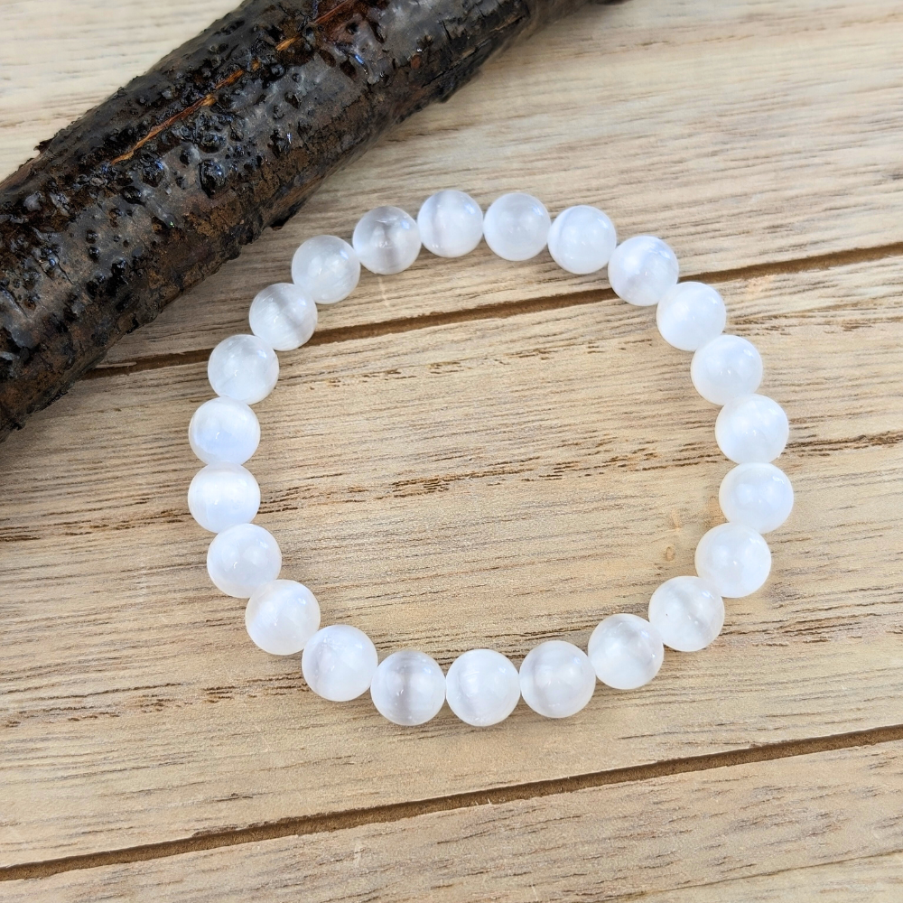 Selenite Crystal Bracelet promoting mental clarity and spiritual growth