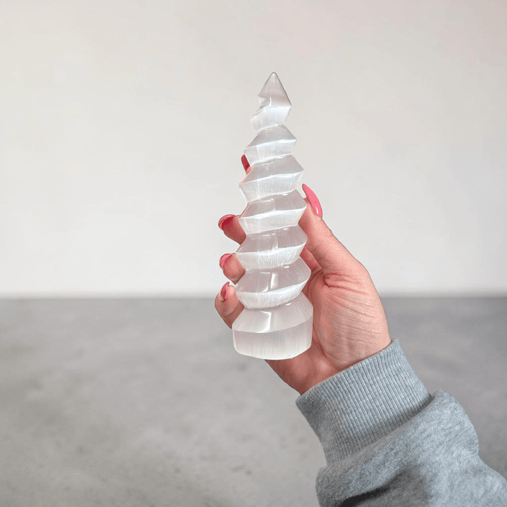 energy cleansing selenite tower available at Zen Collection Metaphysical Store Near Me