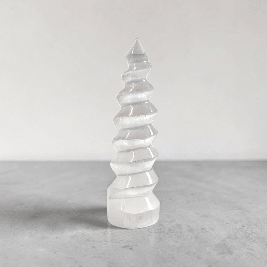 energy cleansing selenite tower available at Zen Collection Metaphysical Store Near Me