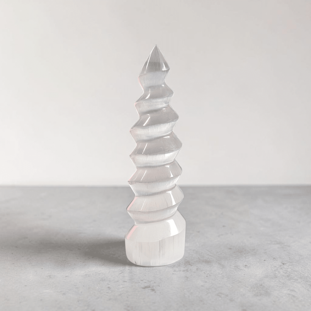 energy cleansing selenite tower available at Zen Collection Metaphysical Store Near Me