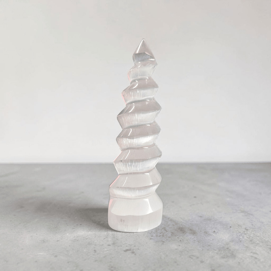 energy cleansing selenite tower available at Zen Collection Metaphysical Store Near Me