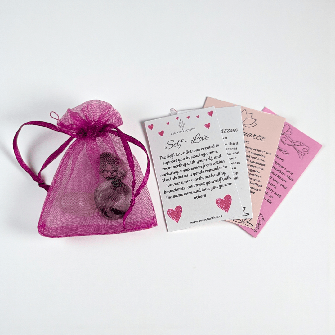 Self love crystal set for emotional healing and care available at Zen Collection Metaphysical Store in Barrie. Shop In-store or Online Now 