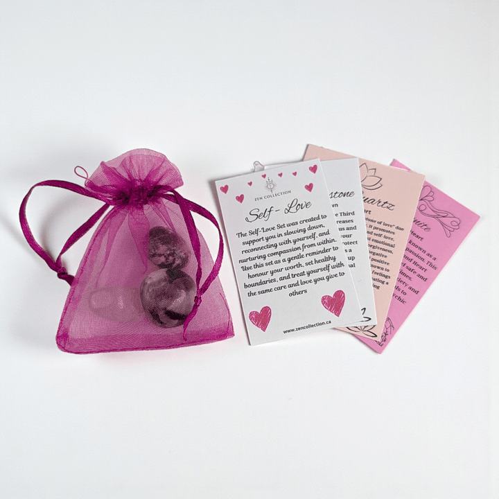 Self love crystal set for emotional healing and care available at Zen Collection Metaphysical Store in Barrie. Shop In-store or Online Now 