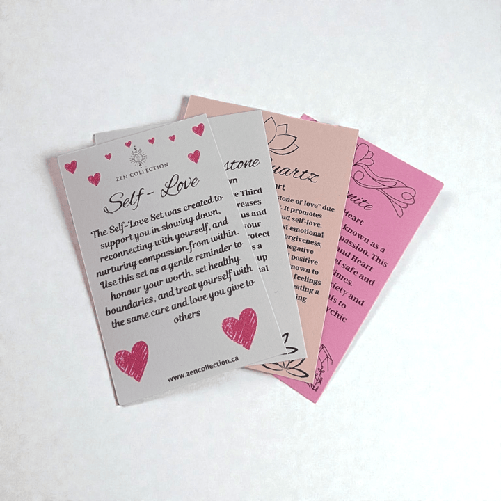 Self love crystal set for emotional healing and care available at Zen Collection Metaphysical Store in Barrie. Shop In-store or Online Now 