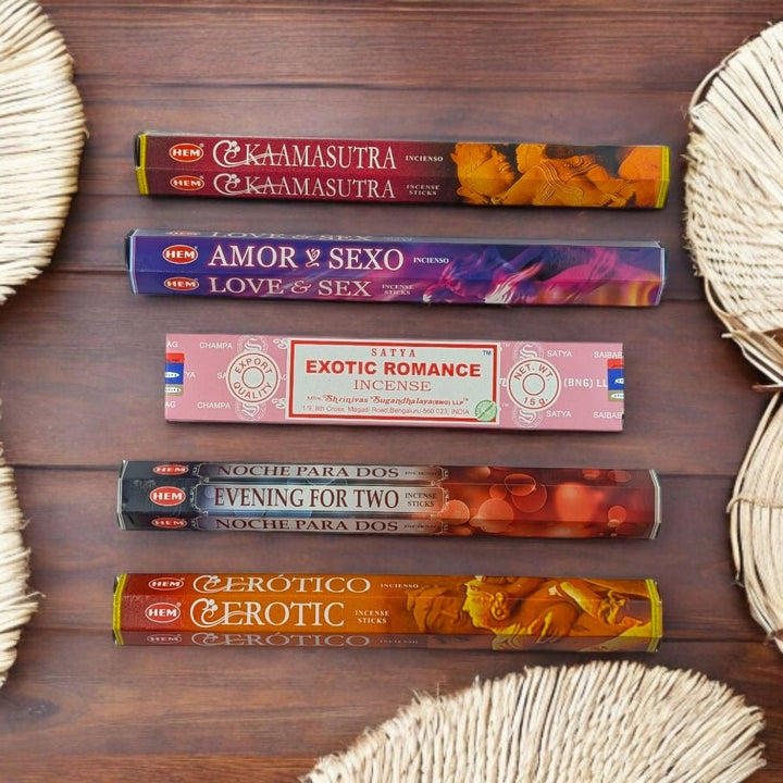 Sensual Incense Set – Kamasutra, Love &amp; Sex, Exotic Romance for Passion &amp; Connection