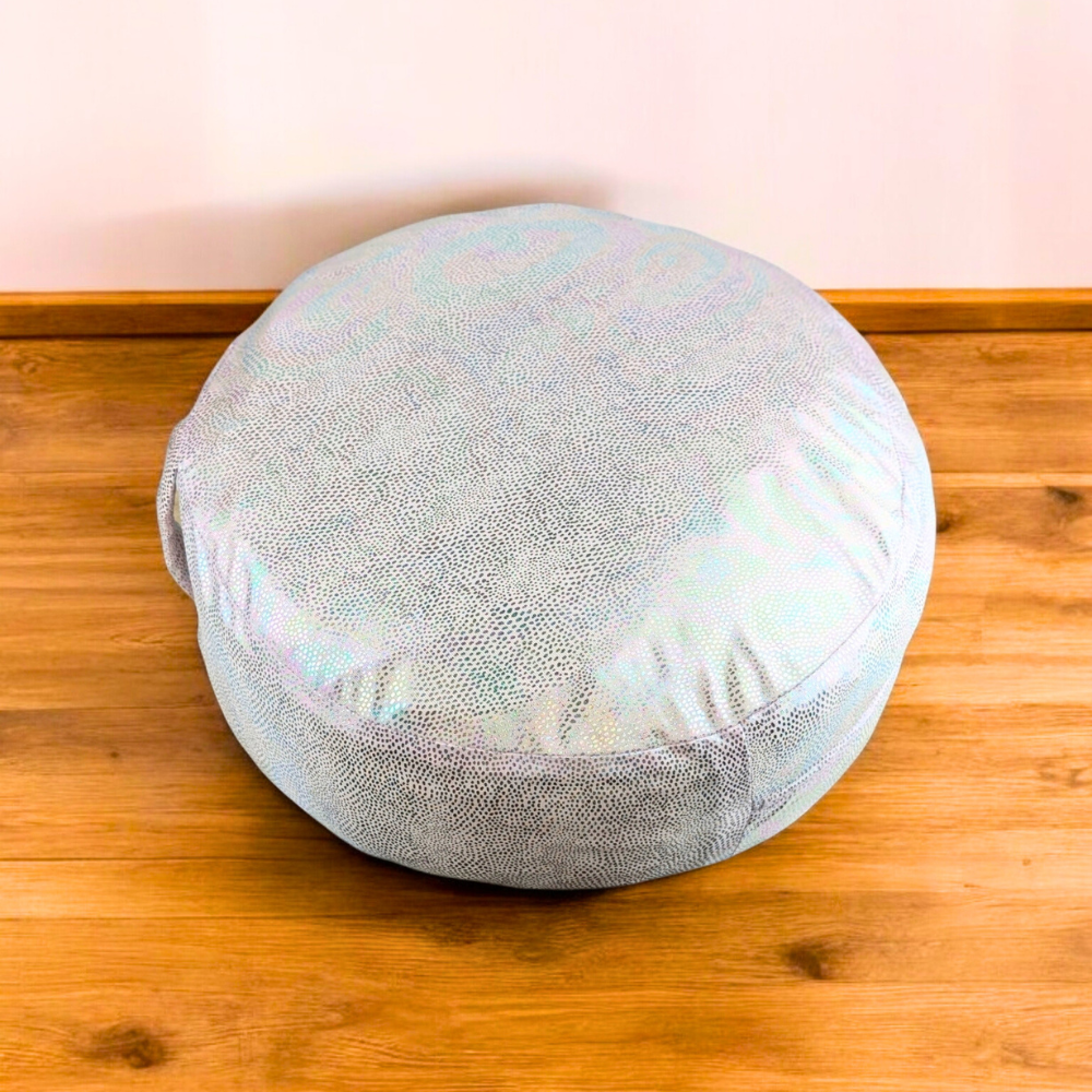 Shimmery yoga bolster for gentle stretches