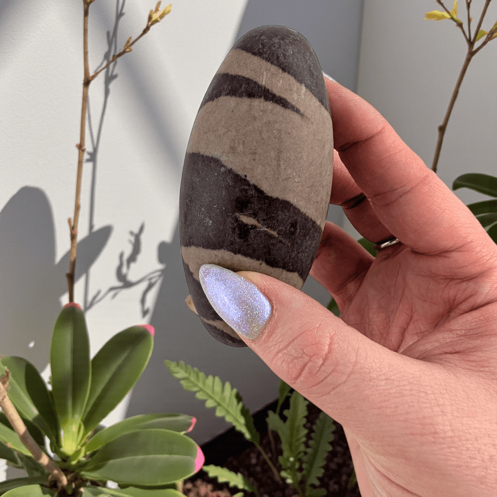Shiva lingam stone for grounding and balance available at Canadian crystal store zen collection in Barrie 