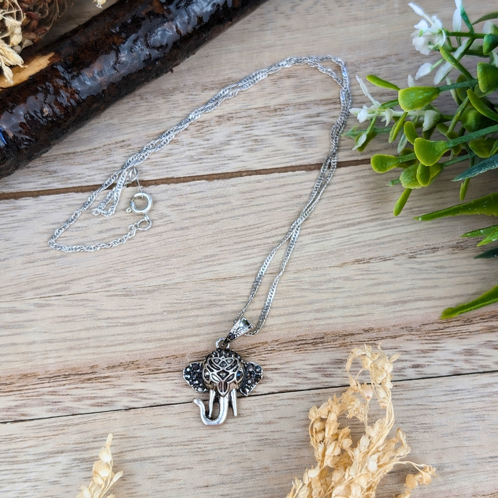 Silver Elephant Charm Necklace