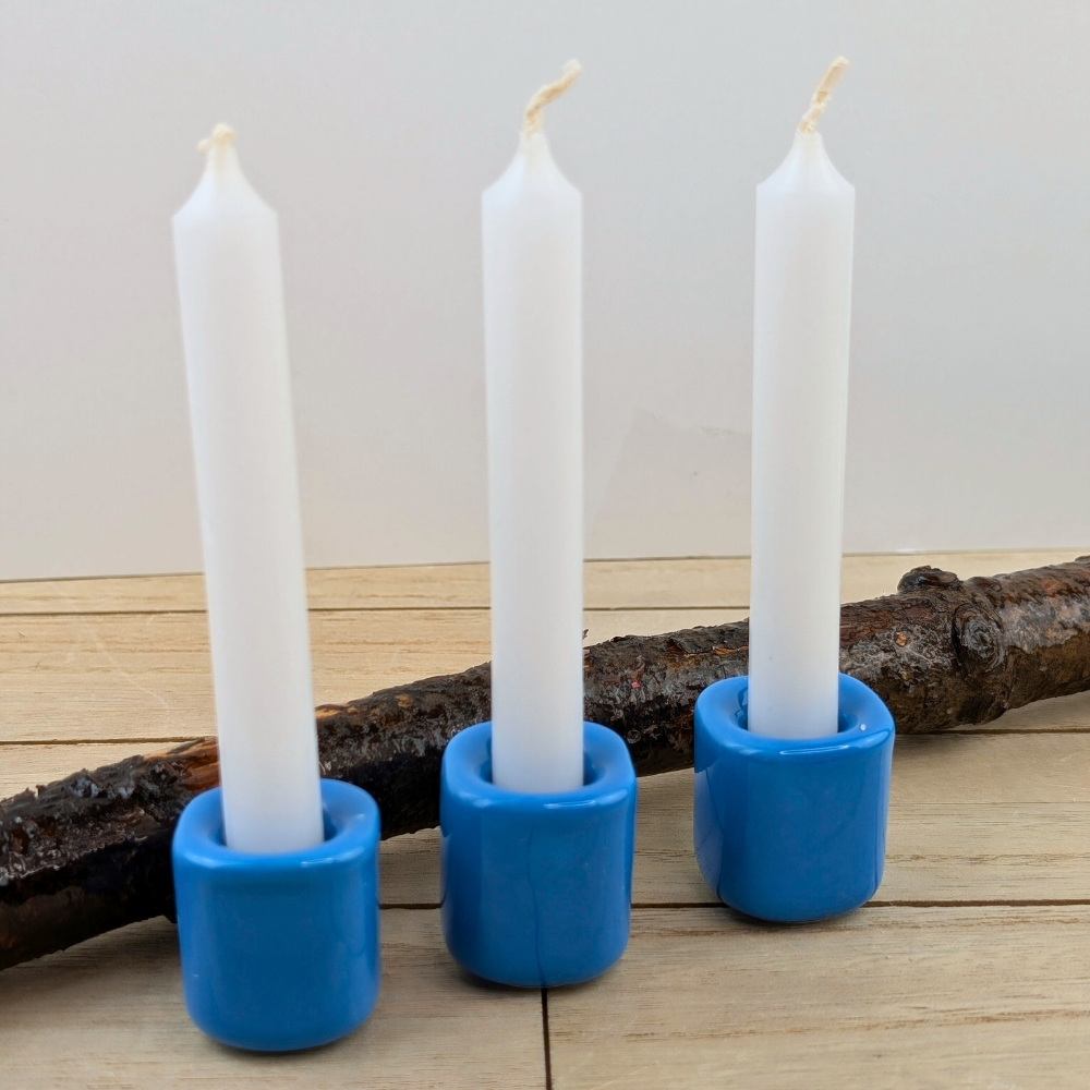 Ceramic sky blue candle holder for mini chime candles