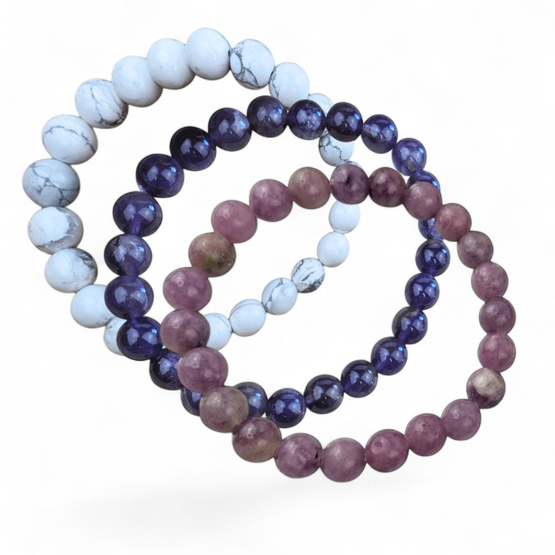 Sleep and Insomnia Bracelet Stack. Crystals for the crown chakra. Shop in-store or online with Zen Collection Canadian Metaphysical Store