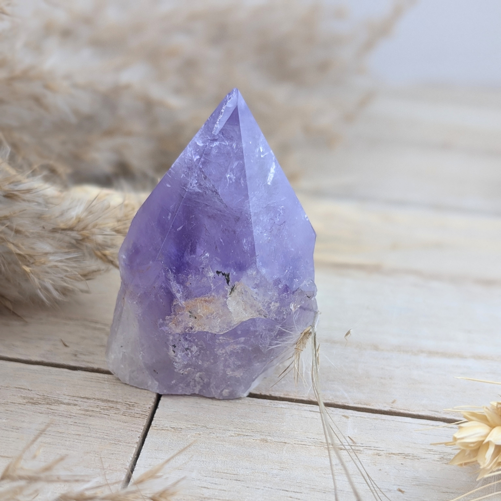 Amethyst Point crystal used for meditation and chakra healing.